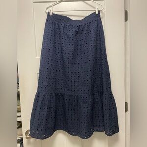 Navy Eyelet Skirt